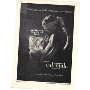 Vintage Revlon Intimate Parfum Ad Print Perfume 1960s Print Ad 9 inch Tall